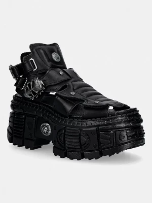 Obrázek produktu New Rock sandály dámské kožené ITALI NEGRO, TANK CASCO NEGRO PIN LATERA černá
