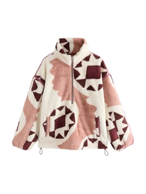 Obrázek produktu Next Fleecová mikina starorůžová / tmavě červená / offwhite