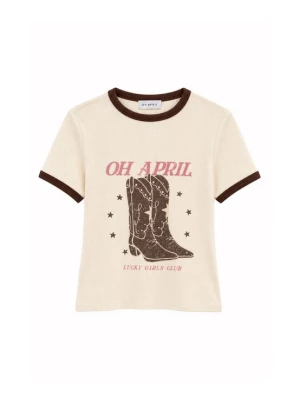 Obrázek produktu OH APRIL Tričko 'Boots' hnědá / pitaya / bílá