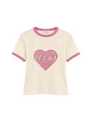 Obrázek produktu OH APRIL Tričko 'Lucky Heart' světle růžová / černá / barva bílé vlny