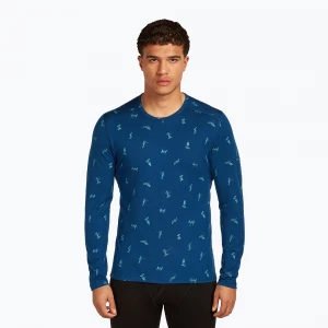 Obrázek produktu Pánská termoakční mikina icebreaker Merino 200 Oasis Crewe Snow Day atlantis / topaz / aop Námořnická modř