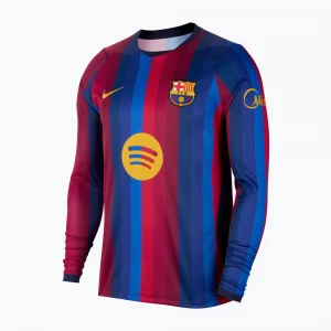 Obrázek produktu Pánské fotbalové tričko longsleeve Nike FC Barcelona Dri-Fit Stadium Home LS deep garnet / blue void / mineral yellow