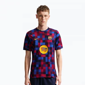 Obrázek produktu Pánské fotbalové tričko Nike FC Barcelona Dri-Fit Pre-Match noble red / mineral yellow