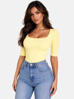 Obrázek produktu PANTHEROAR Tričko 'Caro Neck Short Sleeve Top' pastelově žlutá