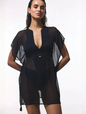 Obrázek produktu Penti Plážové šaty 'PENTI Basic Chiffon Mini-Kaftan mit V-Ausschnitt' černá