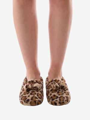 Obrázek produktu Penti Ponožky 'PENTI Pelzige Leoparden-Hausschuhe mit Bommel' karamelová