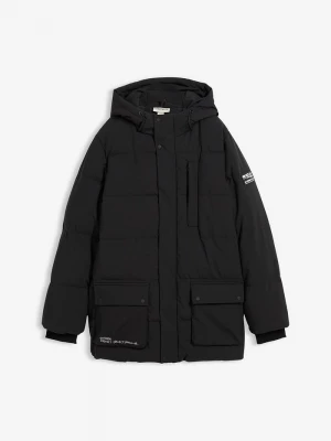 Obrázek produktu Pikowana parka ze sportowymi detalami i kapturem BonPrix czarny