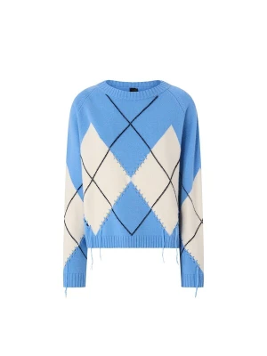 Obrázek produktu PINKO Svetr 'PINKO BERNA PULL ARGYLE TRAFORATO Maglieria' azurová modrá