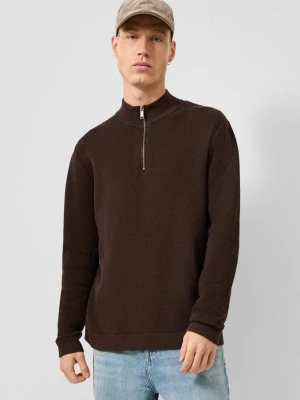 Obrázek produktu Pletený pulovr s límcem na zip QS hnědá