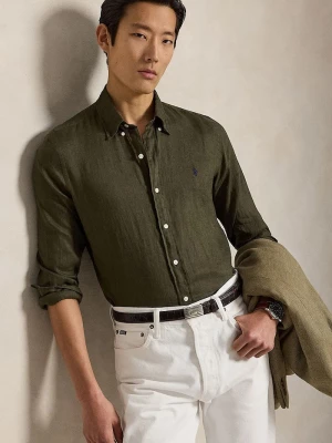 Obrázek produktu Polo Ralph Lauren košile pánská lněná Long Sleeve Sport Shirt hnědá