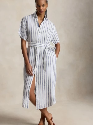 Obrázek produktu Polo Ralph Lauren košilové šaty lněné modrá