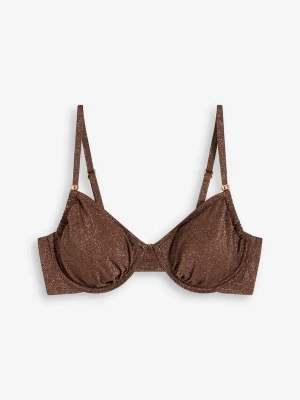 Obrázek produktu Połyskujący biustonosz bikini na fiszbinach BonPrix brązowy