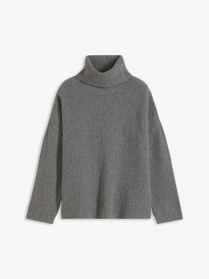 Obrázek produktu Prążkowany sweter z golfem BonPrix szary