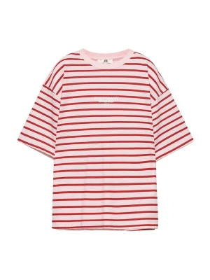 Obrázek produktu Pull&Bear Oversized tričko 'PACIFIC RAYAS' ohnivá červená / pastelově červená / bílá