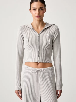 Obrázek produktu Puma rozepínací mikina s kapucí dámská Essentials Ribbed béžová