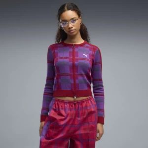 Obrázek produktu PUMA T7 Tartan Slim Knitted Cardigan Women, Clothing, Garnet Glow