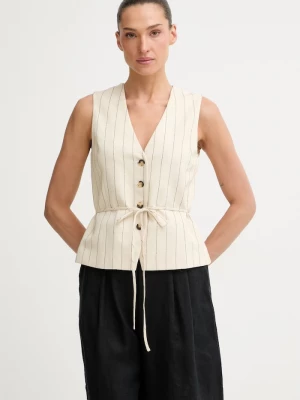 Obrázek produktu rag & bone jednořadá vesta dámská s příměsí lnu Paulette béžová
