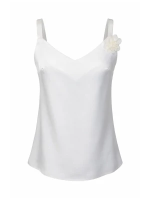 Obrázek produktu REGINA FASHION Top 'V-Neck Satin Top with 3D Flower Detail' bílá