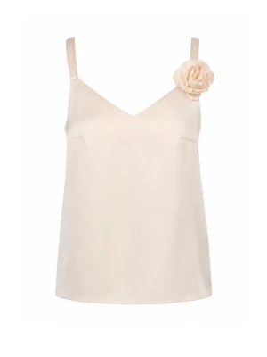 Obrázek produktu REGINA FASHION Top 'V-Neck Satin Top with 3D Flower Detail' krémová