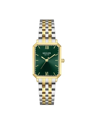 Obrázek produktu Régler Analogové hodinky 'Régler Élégance Steel Bicolor Silver / Gold - Green' zlatá / zelená / tmavě zelená / stříbrná