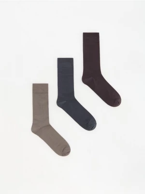 Obrázek produktu Reserved - 3pack ponožek z mercerované bavlny - hnědá
