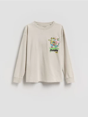 Obrázek produktu Reserved - Bavlněné tričko s dlouhým rukávem SpongeBob - světle šedá