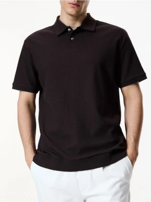 Obrázek produktu Reserved - Comfort polo tričko s žebrováním - tmavě hnědá