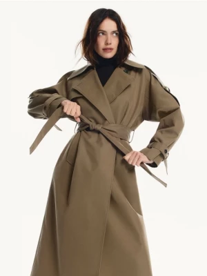 Obrázek produktu Reserved - Dvouřadý trenčkot oversized - hnědozelená