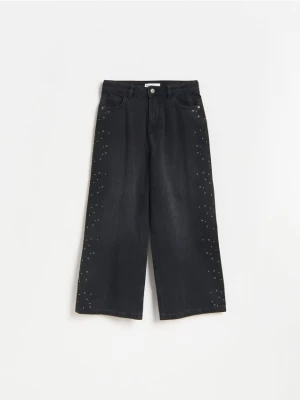 Obrázek produktu Reserved - Džíny wide-leg s aplikacemi - černý