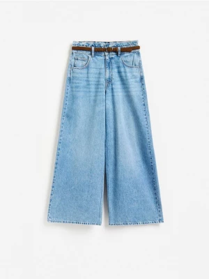 Obrázek produktu Reserved - Džíny wide leg s opaskem - modrá