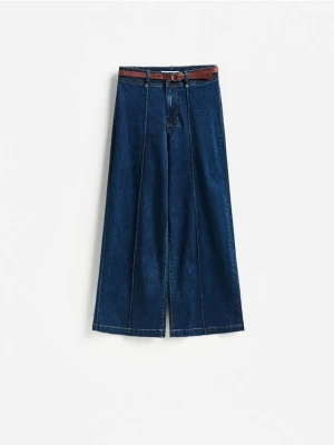 Obrázek produktu Reserved - Džíny wide leg s opaskem - tmavomodrá