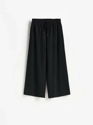 Obrázek produktu Reserved - Kalhoty wide leg s vázáním - černý