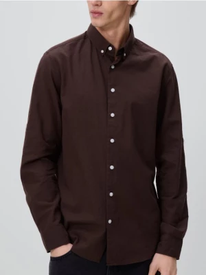 Obrázek produktu Reserved - Košile slim fit s vysokým podílem bavlny - tmavě hnědá