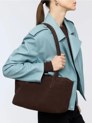 Obrázek produktu Reserved - Semišová kabelka shopper - tmavě hnědá