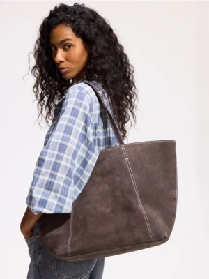 Obrázek produktu Reserved - Semišová kabelka shopper - tmavě šedá