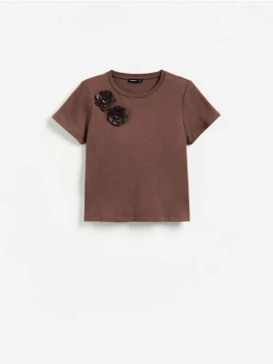 Obrázek produktu Reserved - T‑shirt s dekorativními aplikacemi - tmavě hnědá