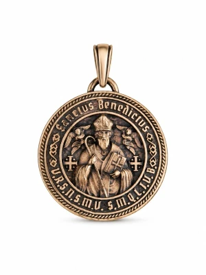 Obrázek produktu REYTEL Přívěsek 'SANCTUS BENEDICTUS— Saint Benedict medal' zlatě žlutá