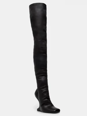 Obrázek produktu Rick Owens Lilies kozačky nad kolena dámské kožené Cantilever 11 černá