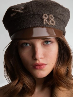Obrázek produktu RUSLAN BAGINSKIY bekovka dámská bavlněná Monogram-embellished Baker Boy Cap hnědá