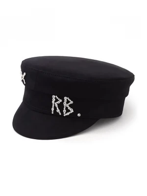 Obrázek produktu RUSLAN BAGINSKIY bekovka dámská vlněná Crystal-embellished Wool Baker Boy Cap černá