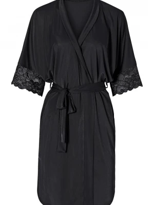 Obrázek produktu Satynowe kimono z koronką BonPrix czarny
