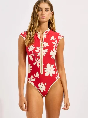 Obrázek produktu Seafolly jednodílné plavky dámské Cap Sleeve Zip Front červená