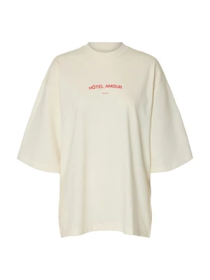 Obrázek produktu SELECTED Oversized tričko 'Selected x Hotel Amour' písková / červená