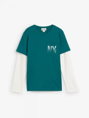 Obrázek produktu Shirt 2 w 1, długi rękaw, z czystej bawełny BonPrix niebieski