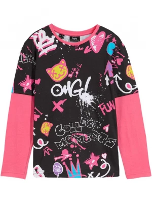 Obrázek produktu Shirt dziewczęcy w optyce warstwowego, z bawełny organicznej BonPrix czarny