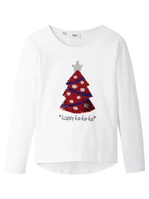 Obrázek produktu Shirt dziewczęcy z długim rękawem i obracanymi cekinami BonPrix biały