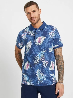 Obrázek produktu Shirt polo z dżerseju, z nadrukiem w hawajskim stylu, krótki rękaw BonPrix niebieski