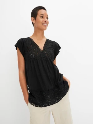 Obrázek produktu Shirt z koronką w dekolcie BonPrix czarny