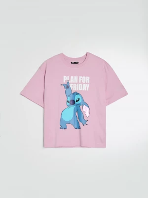 Obrázek produktu Sinsay - Bavlněná košilka s potiskem Lilo & Stitch - levandulová