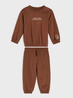 Obrázek produktu Sinsay - Bawełniany komplet: bluza i spodnie - brązowy